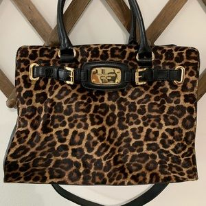 Michael Kors Leopard Leather Hamilton Handbag